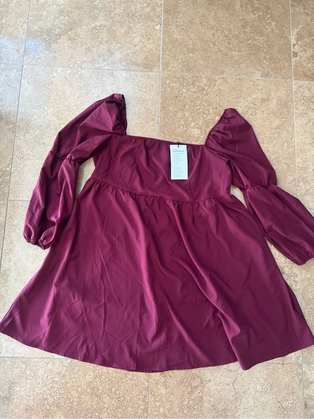 Exlura Burgundy Smocked Babydoll Dress New with Tag